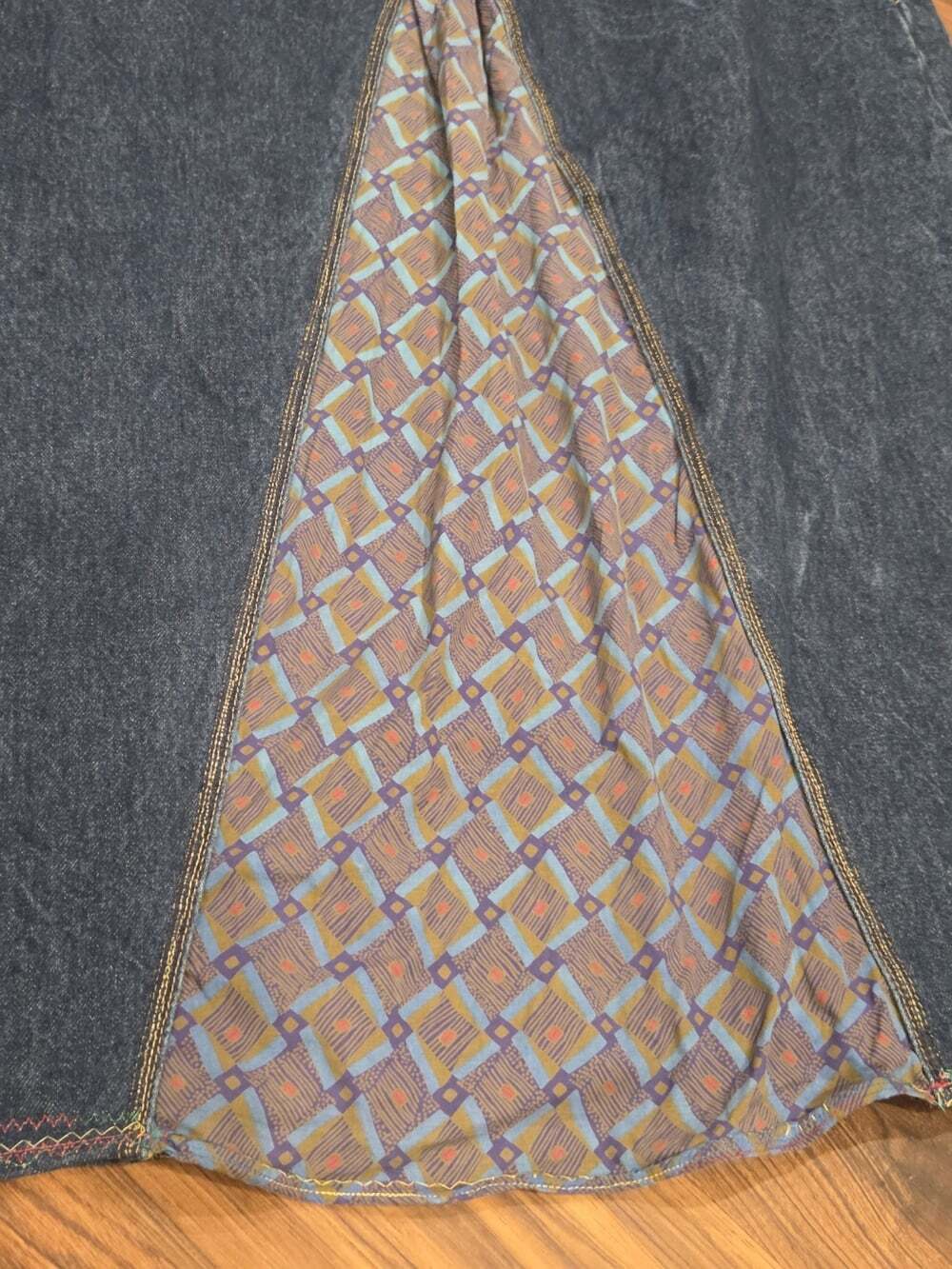 BDG Urban Outfitters Patchwork Denim Maxi Carpenter Skirt Size Large - Picture 3 of 15